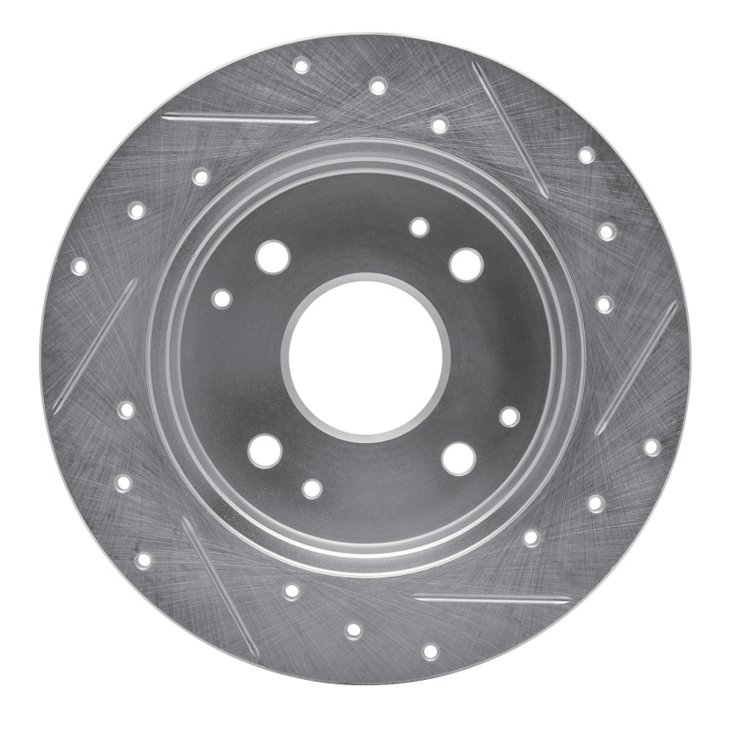 Acura CL Brake Rotor (1) - Rear Left - R1 Concepts - Drilled & Slotted - Silver - `98-`02